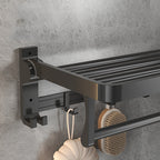 Modern Matte Black Bathroom Accessory Set with Bath Shelf/Towel Hooks/Towel Bar