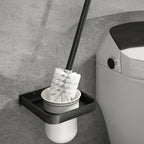 Modern Matte Black Bathroom Accessory Set with Bath Shelf/Towel Hooks/Towel Bar