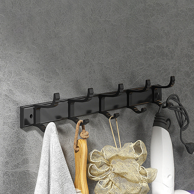 Modern Matte Black Bathroom Accessory Set with Bath Shelf/Towel Hooks/Towel Bar