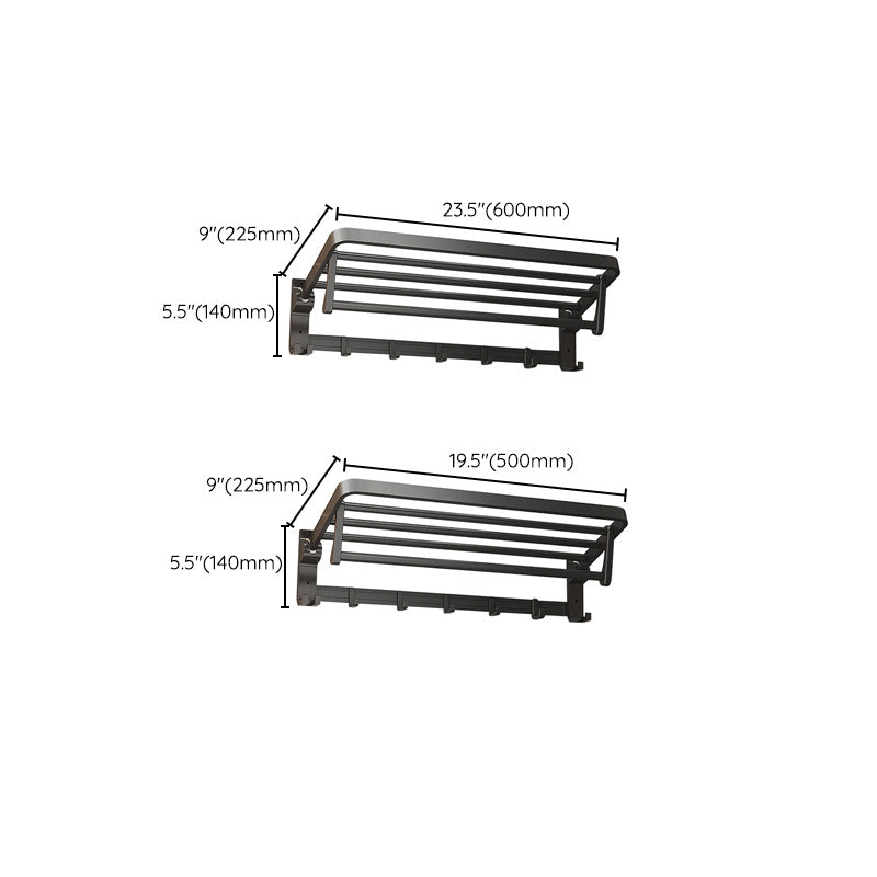 Modern Matte Black Bathroom Accessory Set with Bath Shelf/Towel Hooks/Towel Bar