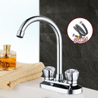 High Arch Brass Bathroom Faucet Double Handle Basin Tap