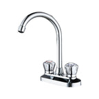 High Arch Brass Bathroom Faucet Double Handle Basin Tap