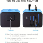 Universal Travel Adapter with 4 USB Ports and Type-C – Worldwide Compatibility, Fast Charging Safety Features