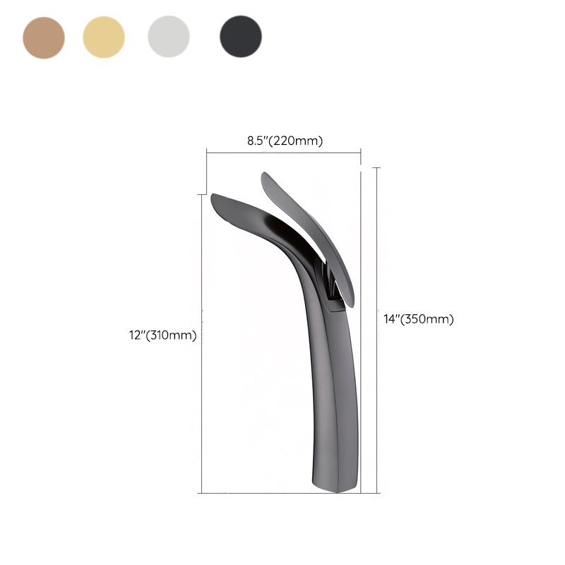 Brass 1-Hole Basin Faucet Lever Handle Sink Faucet Round Modern Faucet for Bathroom