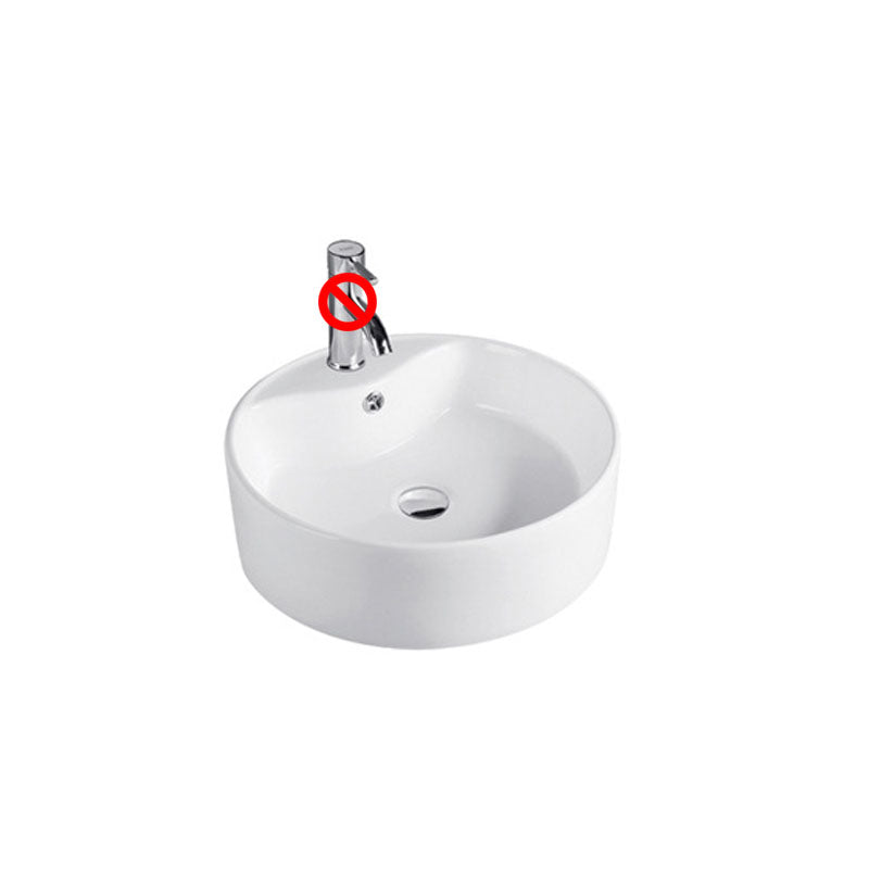 Contemporary Sink Porcelain Water Trough with Round Shape (Faucets Not Included)