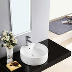 Contemporary Sink Porcelain Water Trough with Round Shape (Faucets Not Included)