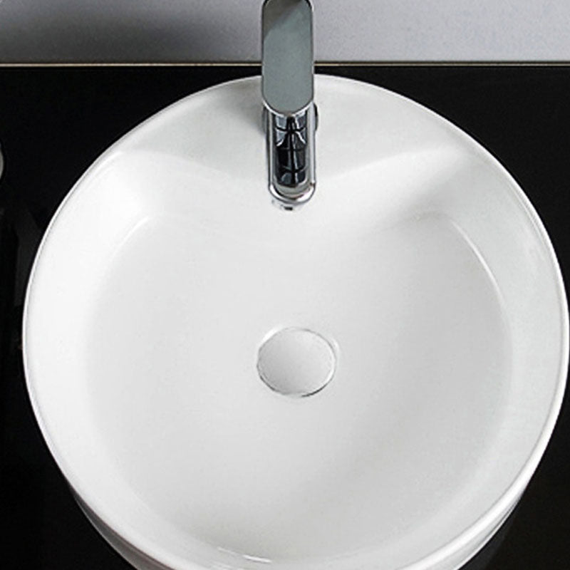 Contemporary Sink Porcelain Water Trough with Round Shape (Faucets Not Included)