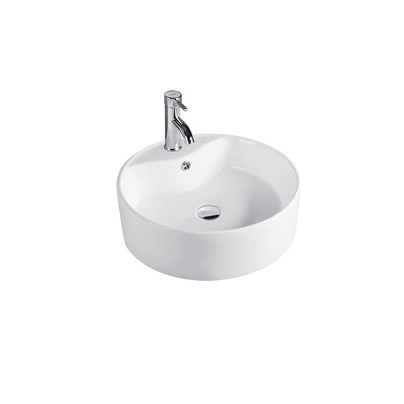 Contemporary Sink Porcelain Water Trough with Round Shape (Faucets Not Included)