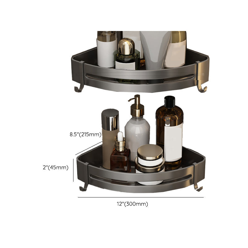 Gray contemporary bathroom accessory set Bathroom shelf/towel holder & bathrobe hook incl.