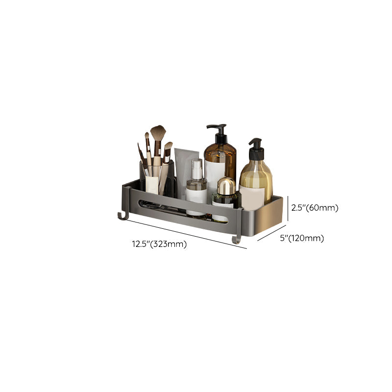 Gray contemporary bathroom accessory set Bathroom shelf/towel holder & bathrobe hook incl.