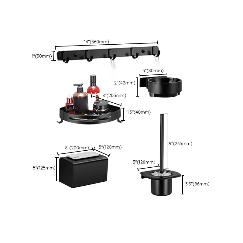 Matte black bathroom accessory set Modern bathroom accessory hardware set