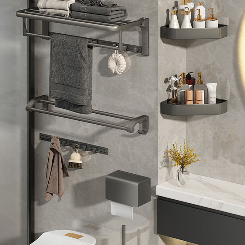 Modernism Aluminum Bathroom Accessories Set Gray Metal Bathroom Set with Towel Holder/Bath Shelf