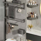 Modernism Aluminum Bathroom Accessories Set Gray Metal Bathroom Set with Towel Holder/Bath Shelf