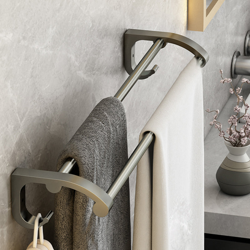 Modernism Aluminum Bathroom Accessories Set Gray Metal Bathroom Set with Towel Holder/Bath Shelf