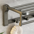 Modernism Aluminum Bathroom Accessories Set Gray Metal Bathroom Set with Towel Holder/Bath Shelf