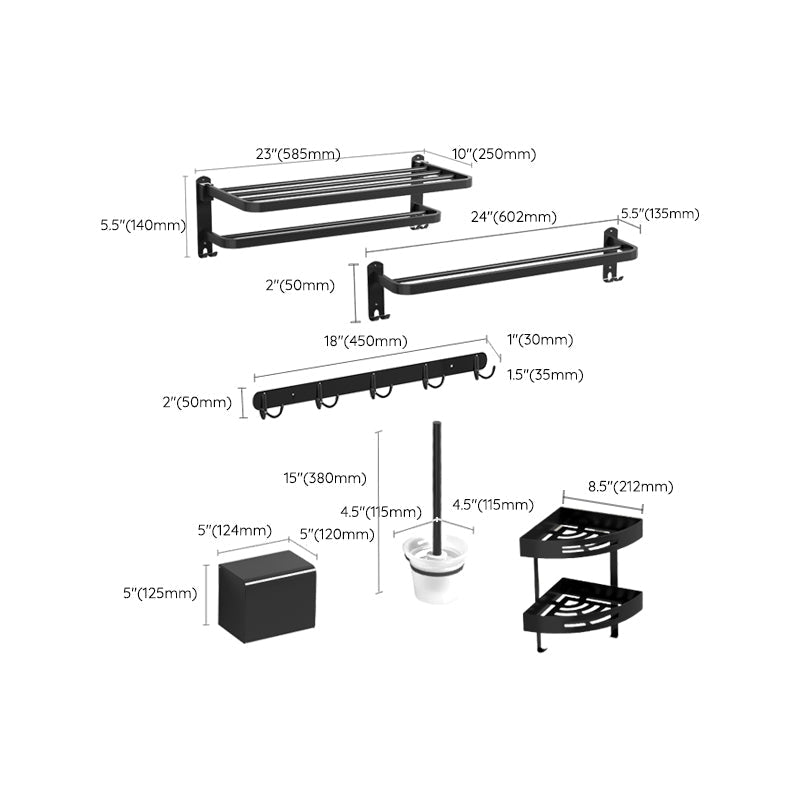 Black modern bathroom accessory set stainless steel bathroom fittings