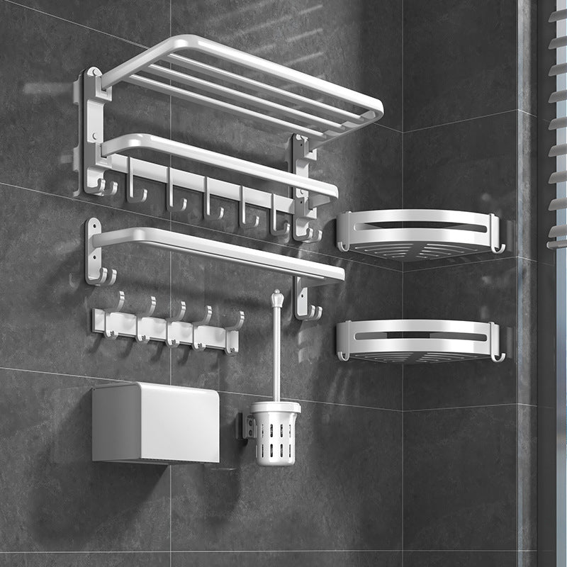 Modern white bathroom accessories as a single piece or in a set made of metal