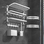 Modern white bathroom accessories as a single piece or in a set made of metal