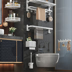 Modern white bathroom accessories as a single piece or in a set made of metal