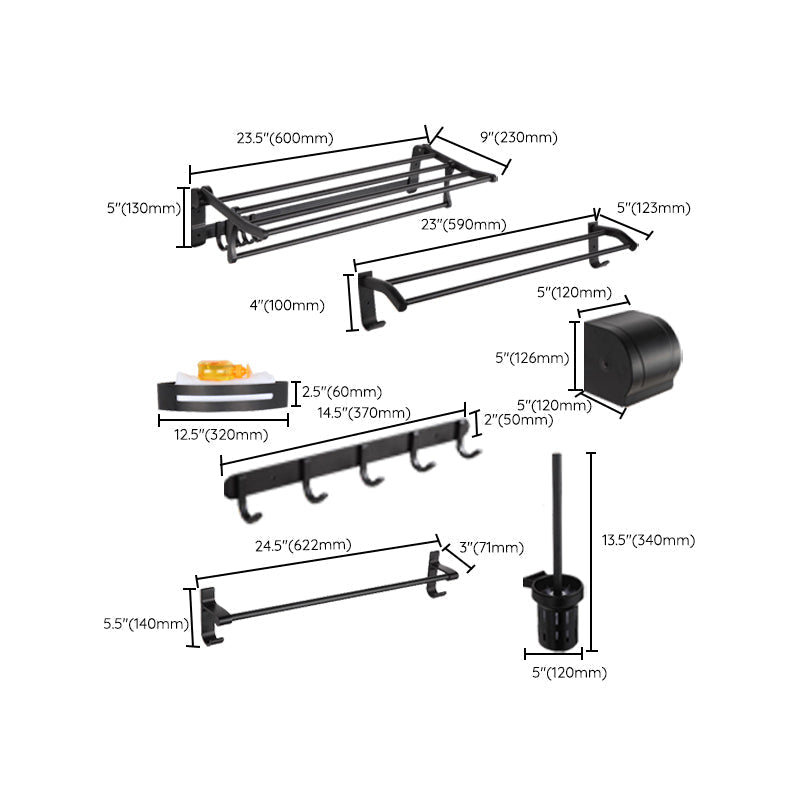 Modern Matt Black Bathroom Shelf Paper Holder Bathroom Accessory Set