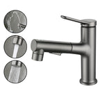 Extendable Bathroom Faucet Brass Modern Faucet with Water Hose