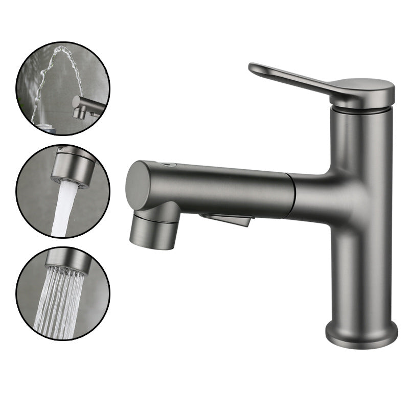 Extendable Bathroom Faucet Brass Modern Faucet with Water Hose