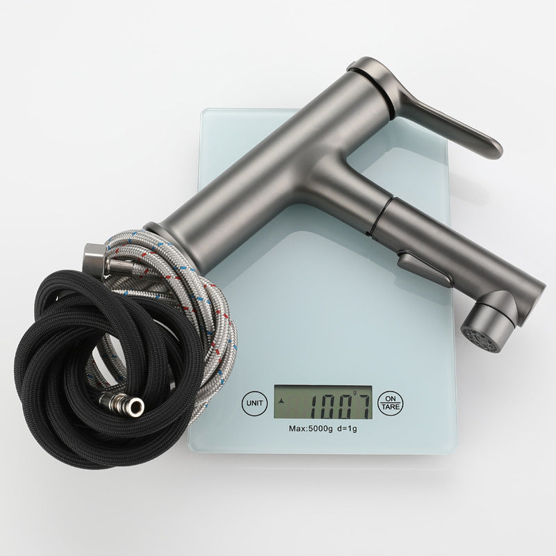 Extendable Bathroom Faucet Brass Modern Faucet with Water Hose