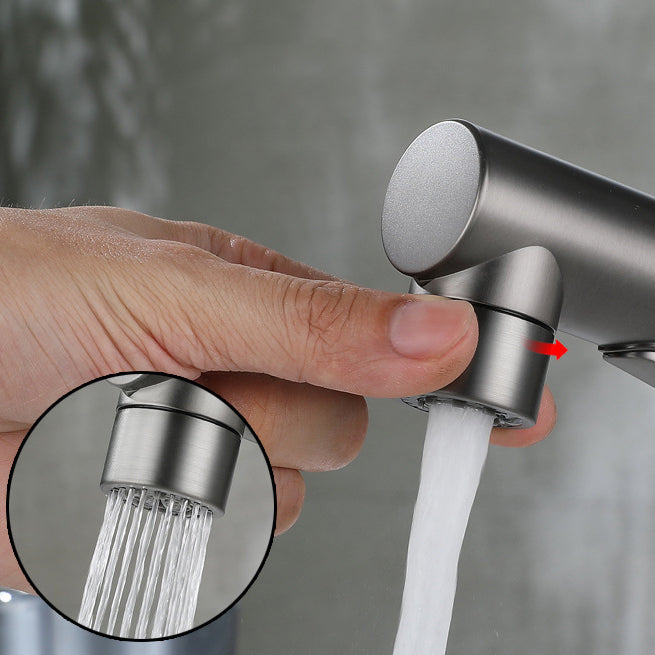 Extendable Bathroom Faucet Brass Modern Faucet with Water Hose