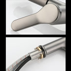 Extendable Bathroom Faucet Brass Modern Faucet with Water Hose