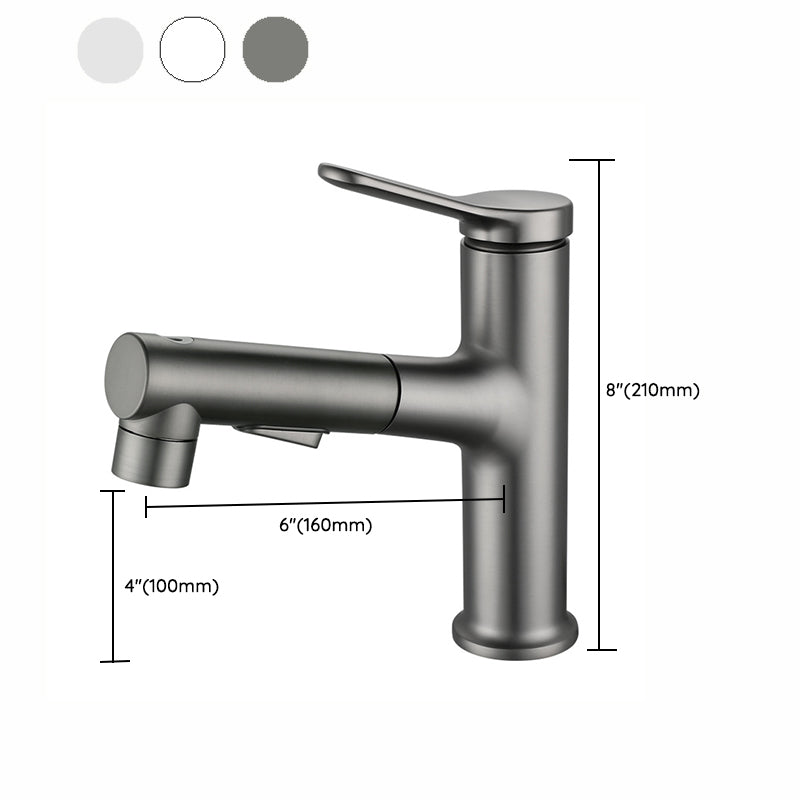 Extendable Bathroom Faucet Brass Modern Faucet with Water Hose