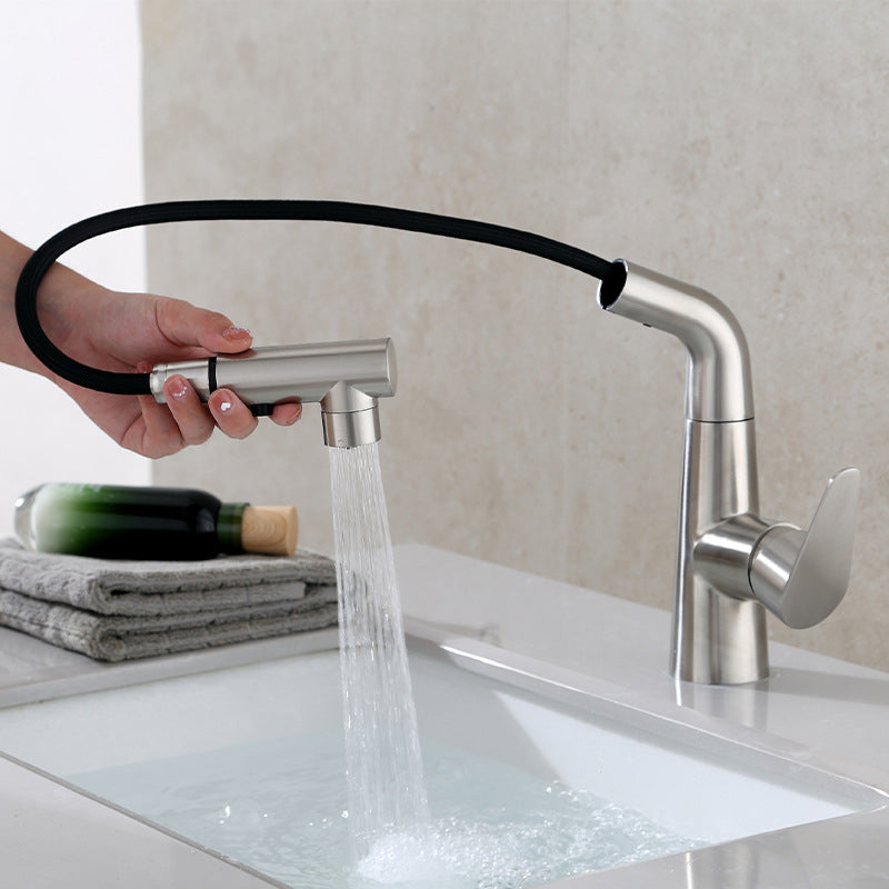 Contemporary Vessel Faucet Pull-Out Faucet with Single Lever Handle