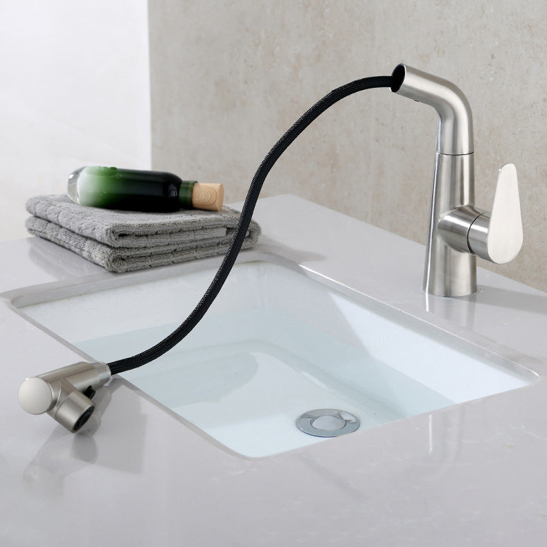 Contemporary Vessel Faucet Pull-Out Faucet with Single Lever Handle