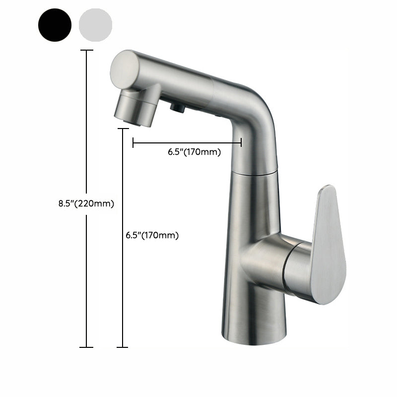 Contemporary Vessel Faucet Pull-Out Faucet with Single Lever Handle