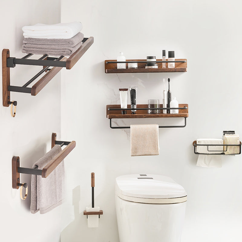 Modern Bathroom Accessory Set Aluminum & Wood Bathroom Fittings Set