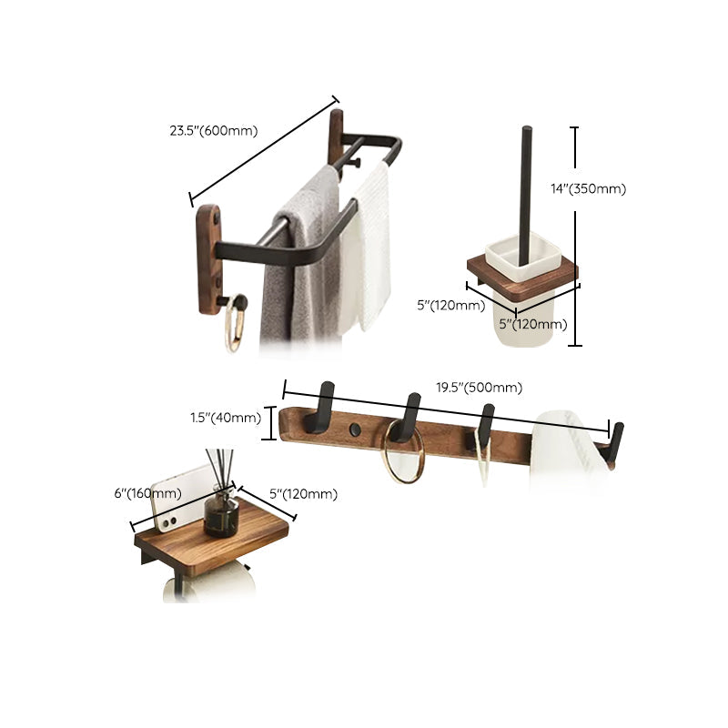 Modern Bathroom Accessory Set Aluminum & Wood Bathroom Fittings Set