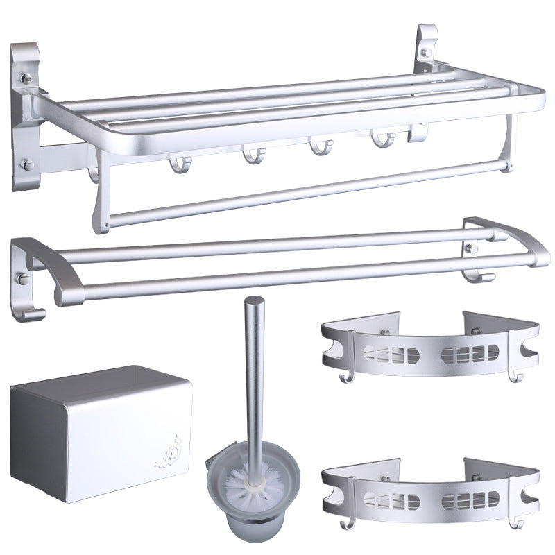6-piece modern bathroom hardware set made of aluminum with towel holder/paper holder