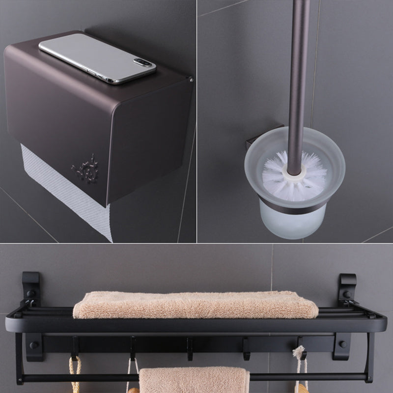 6-piece modern bathroom hardware set made of aluminum with towel holder/paper holder