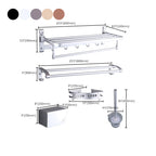 6-piece modern bathroom hardware set made of aluminum with towel holder/paper holder