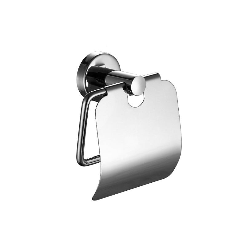 Polished Chrome 5-piece modern bathroom accessory set with bathroom shelf