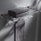 Polished Chrome 5-piece modern bathroom accessory set with bathroom shelf