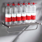 Polished Chrome 5-piece modern bathroom accessory set with bathroom shelf