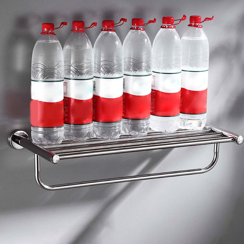 Polished Chrome 5-piece modern bathroom accessory set with bathroom shelf