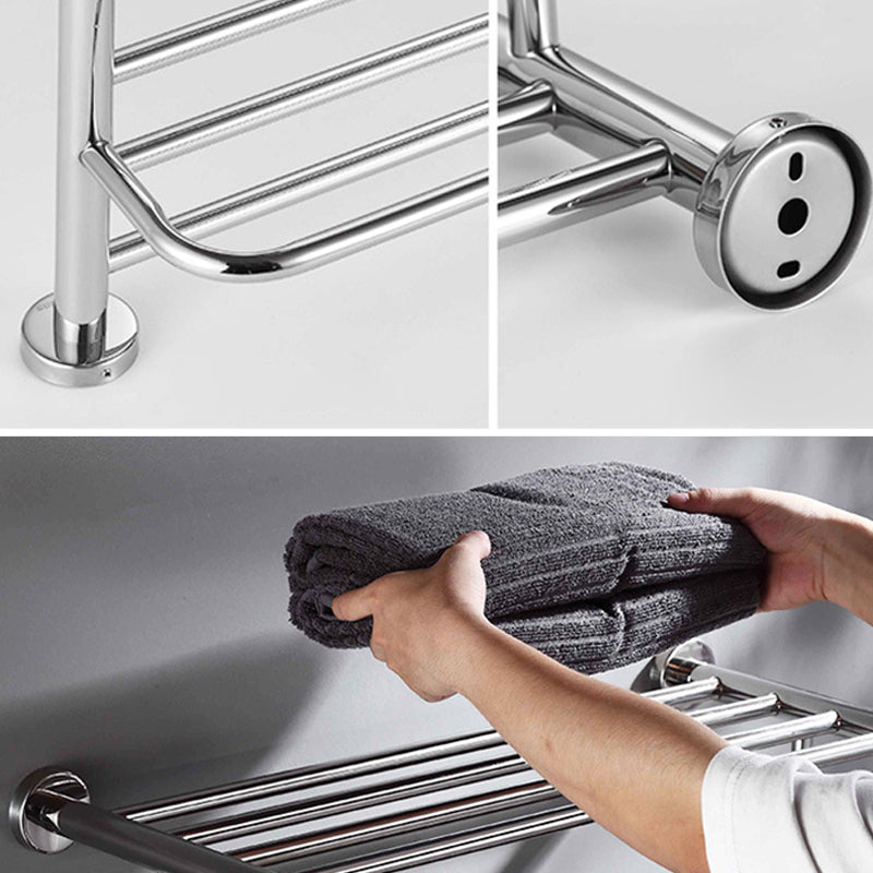 Polished Chrome 5-piece modern bathroom accessory set with bathroom shelf