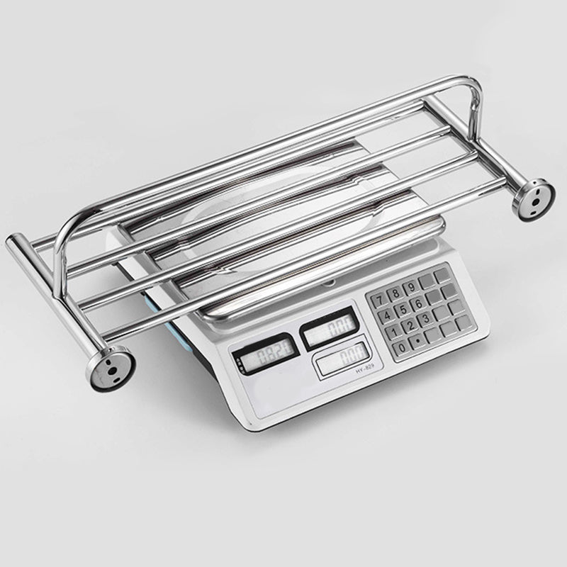 Polished Chrome 5-piece modern bathroom accessory set with bathroom shelf