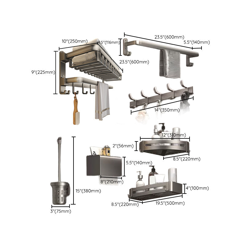 Modern Bathroom Accessories Set Gray Bathroom Shelf Paper Holder Bathroom Accessories Kit