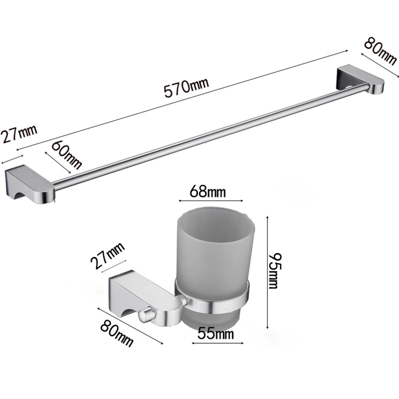 6-piece Chrome Bathroom Accessory as Individual Piece or as Set with Towel Ring Bar