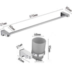 6-piece chrome bathroom accessory as a single item or as a set with towel ring bar