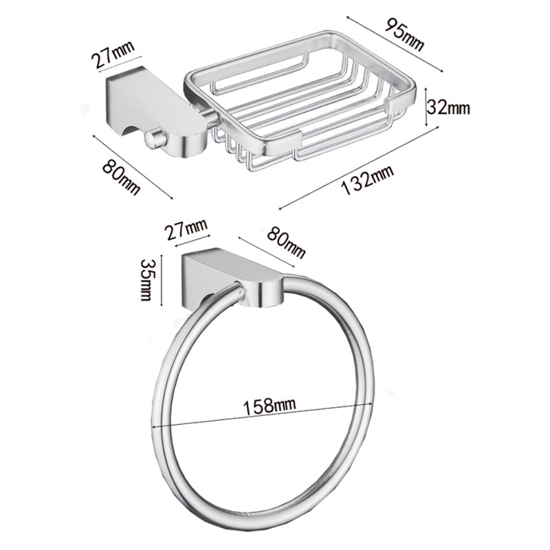 6-piece Chrome Bathroom Accessory as Individual Piece or as Set with Towel Ring Bar