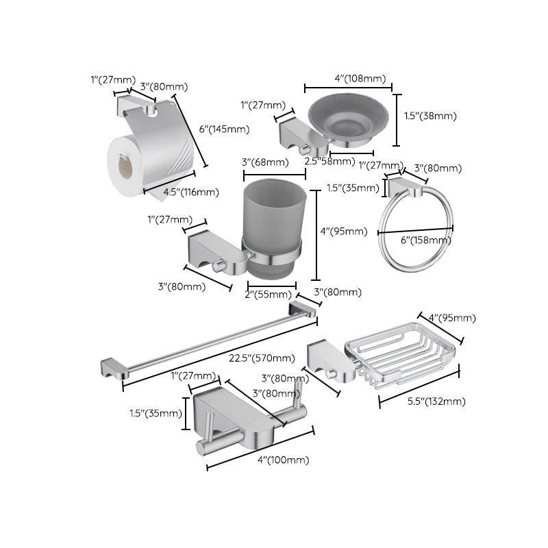 6-piece chrome bathroom accessory as a single item or as a set with towel ring bar