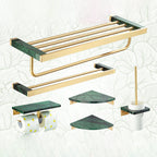 Golden Bath Hardware Set Brass & Marble Bathroom Accessories Set